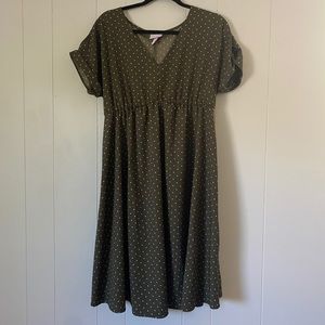Olive polka dot maternity dress M